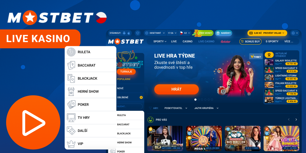 Živé kasino hry Mostbet Česko