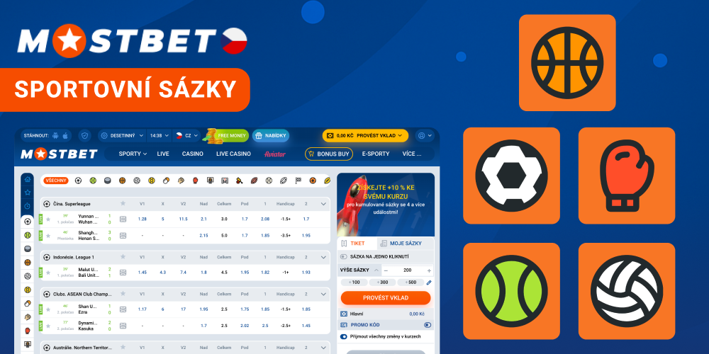 Sportovní sázková nabídka Mostbet Česko